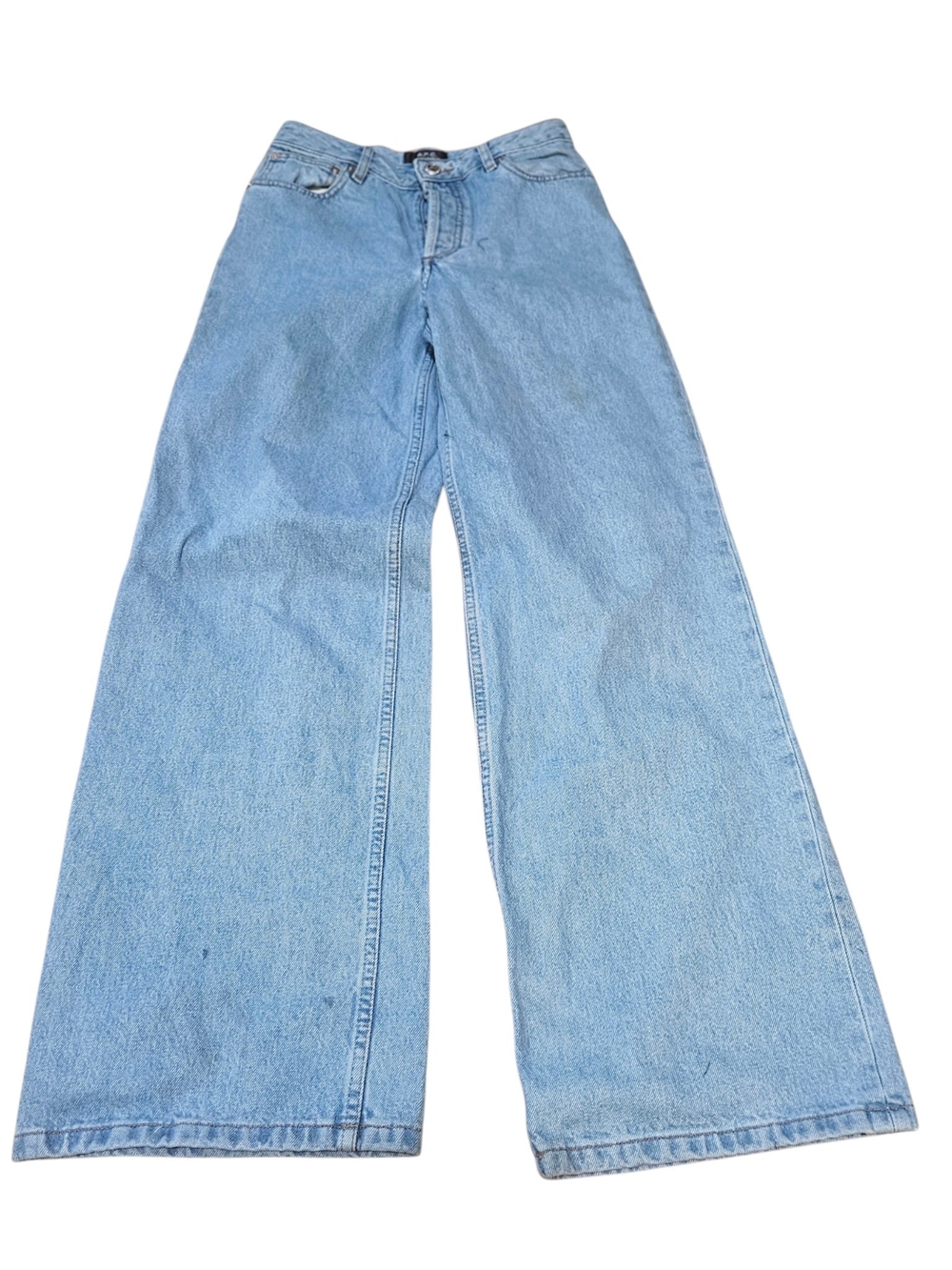 ​A.P.C. Elisabeth Wide-Leg 100% Cotton Jeans Light Wash Size 26 Button Fly